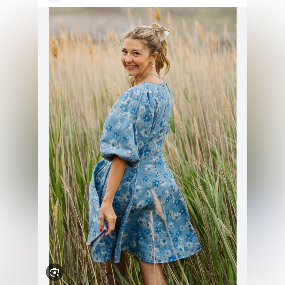 Ivy City Co Leah Dress in Floral Denim